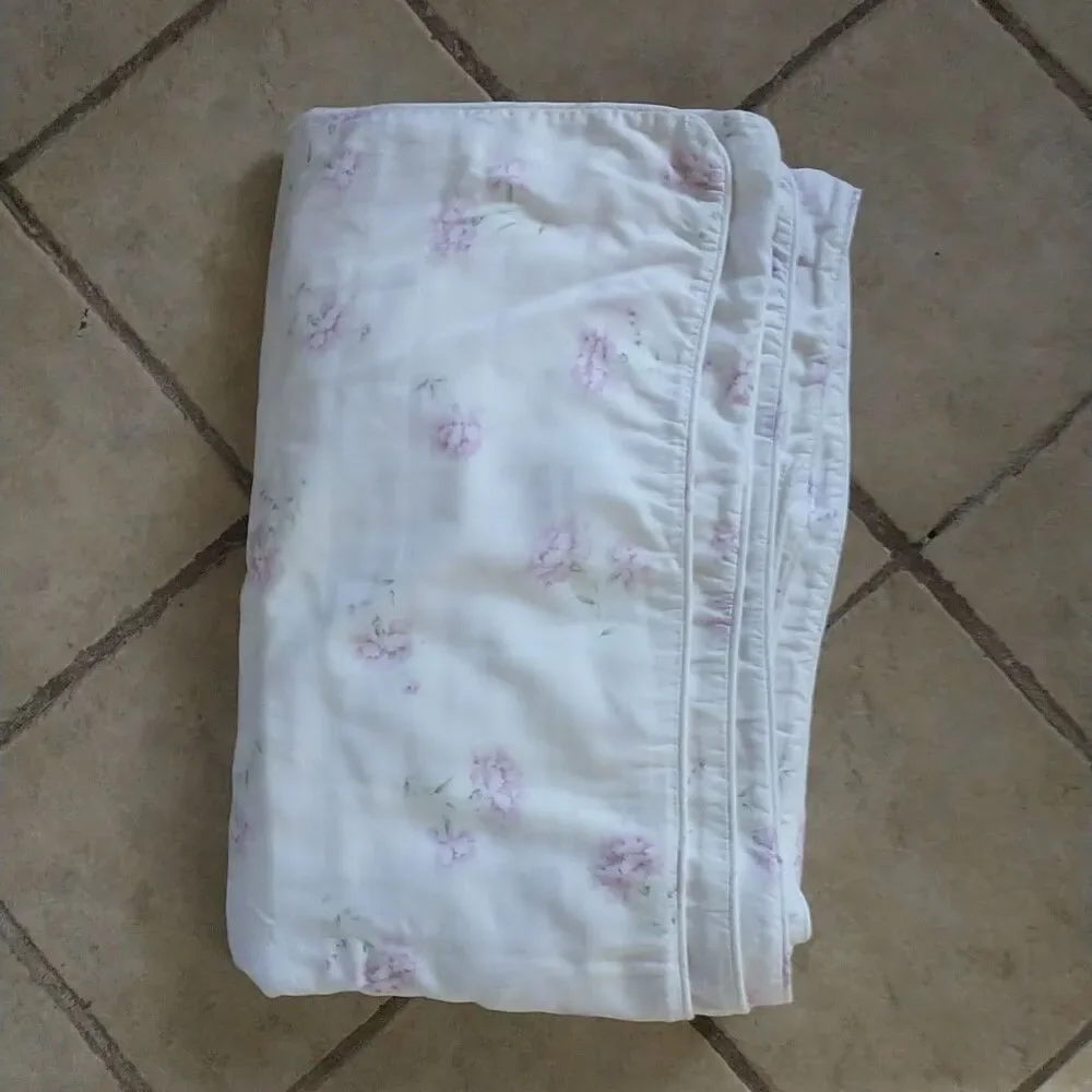 Ralph Lauren QUEEN FULL Solange Duvet Cover Floral White Pink Check Shabby Chic